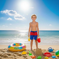 4 شورت سباحة للاولاد مضاد للماء 2 جيب شبك من الداخل