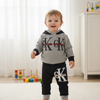 طقم بيجامة أطفال عصري، هودي وبنطلون ، تصميم مريح