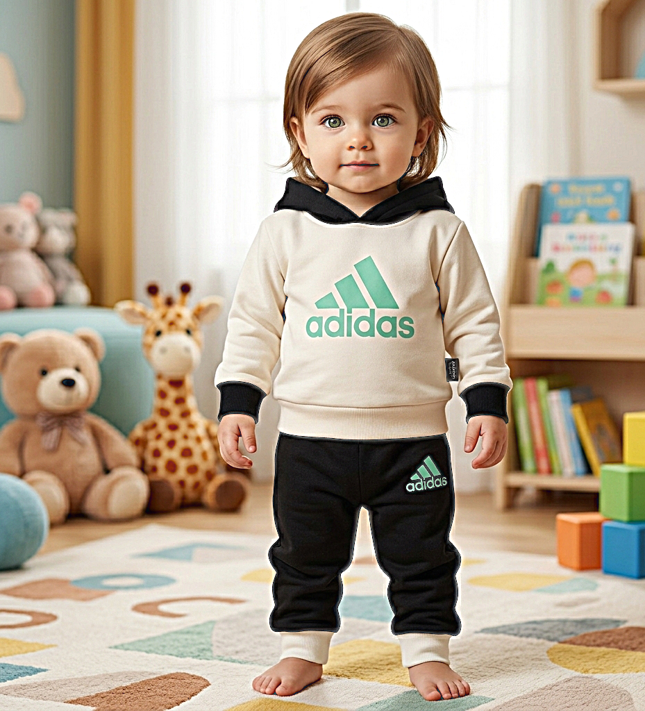 2233 طقم بيجامة أطفال عصري، هودي وبنطلون ، تصميم مريح