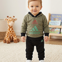 طقم بيجامة أطفال عصري، هودي وبنطلون ، تصميم مريح