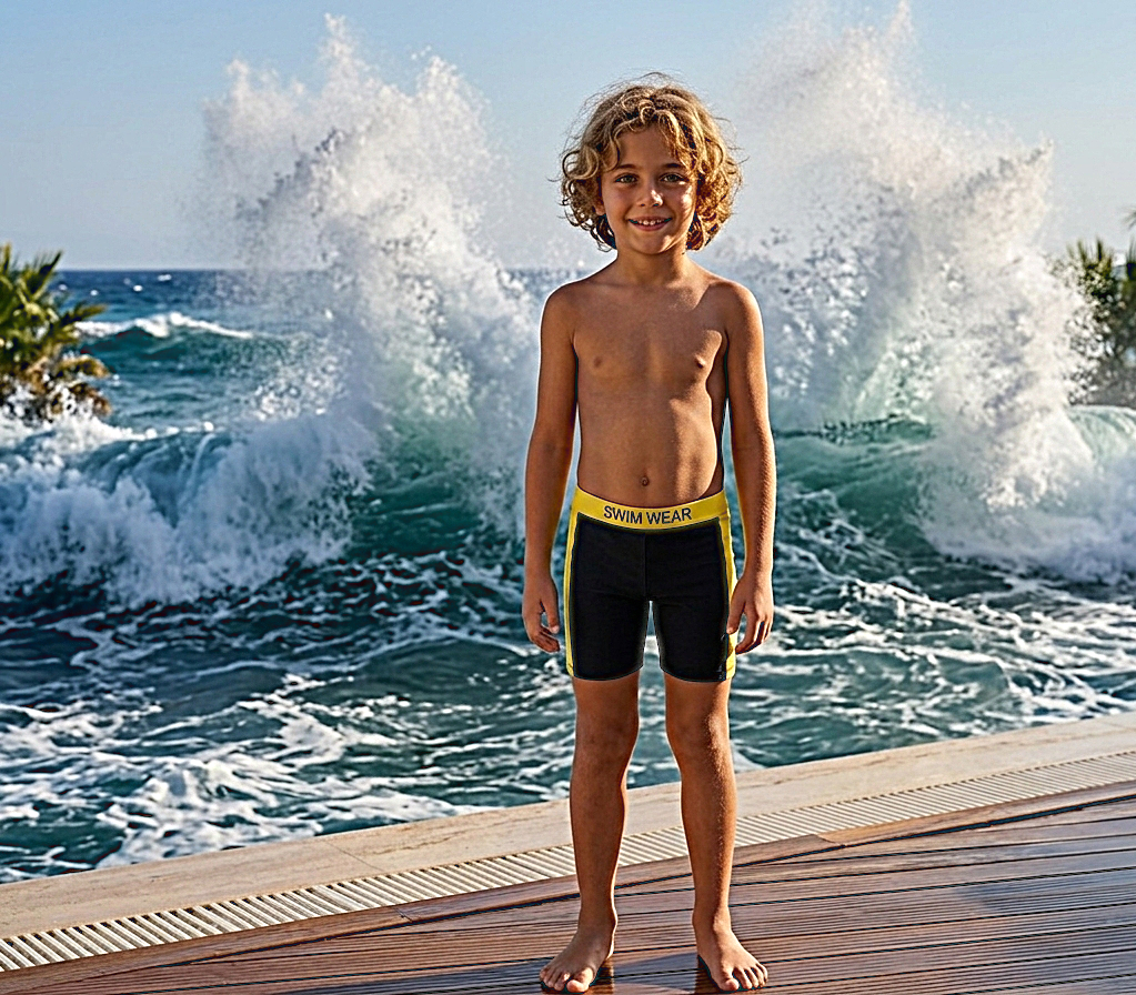 شورت سباحة للاولاد و الاطفال قماش مرن ومريح