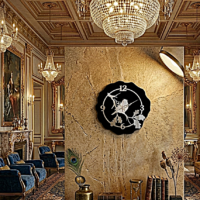 ساعة حائط كبيرة ، خشب + اكريليك ، اسود، تناظري