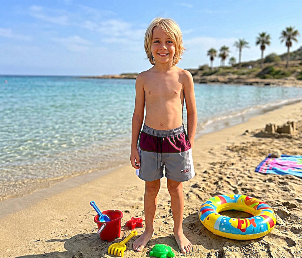 6(1) شورت سباحة للاولاد مضاد للماء 2 جيب شبك من الداخل