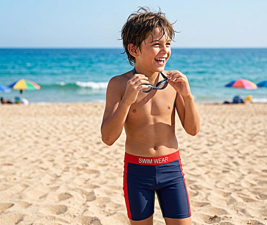 شورت سباحة للاولاد و الاطفال قماش مرن ومريح