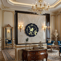 ساعة حائط كبيرة ، خشب + اكريليك ، اسود، تناظري