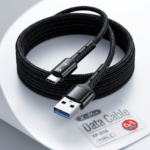 كابل شحن و نقل بيانات type-C  محمي و مدعم بطبقة قماشية و مخرج مدعم لمنع التلف