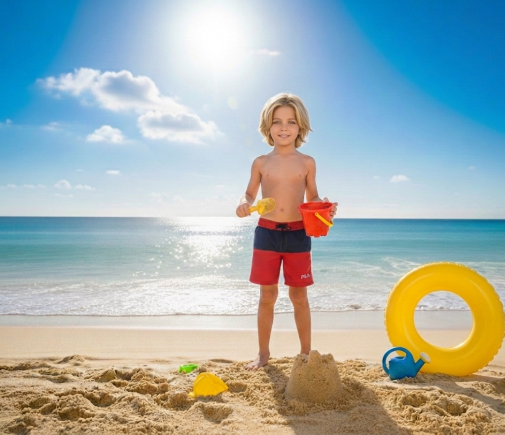 6 شورت سباحة للاولاد مضاد للماء 2 جيب شبك من الداخل