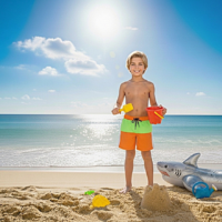 8 شورت سباحة للاولاد مضاد للماء 2 جيب شبك من الداخل