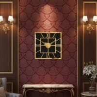 ساعة حائط مربعة كبيرة ، خشب + اكريليك ، اسود، تناظري