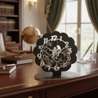 ساعة ديكور  أنيقة ، خشب + اكريليك ، اسود، تناظري - لأرقي منزل أو مكتب