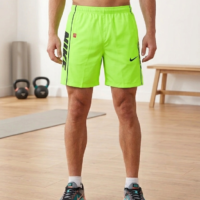 شورت سباحة سادة للرجال فوق الركبة للرجال 2جيب يغلق بسوستة على كل جانب وجيب خلفي