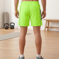 شورت سباحة سادة للرجال فوق الركبة للرجال 2جيب يغلق بسوستة على كل جانب وجيب خلفي