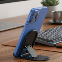 حامل موبايل بلاستيكي صغير من موبايل ماجيك مع زوايا متعددة قابلة للتعديل، عبوة من 1 الوان متنوعة لجميع الهواتف الذكية