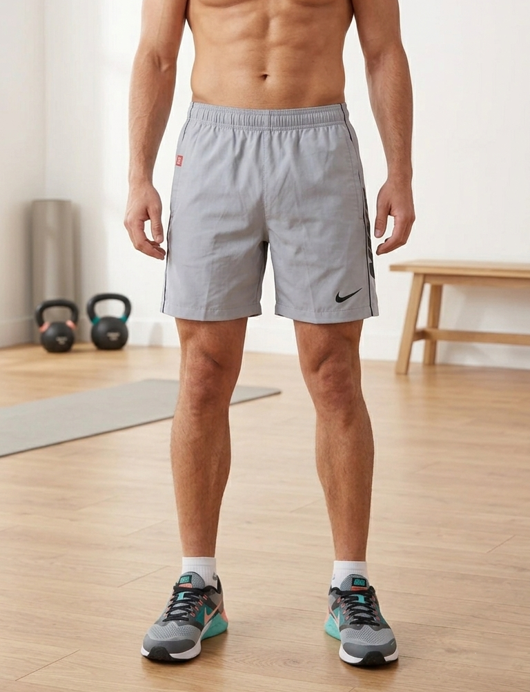 شورت سباحة سادة للرجال فوق الركبة للرجال 2جيب يغلق بسوستة على كل جانب وجيب خلفي