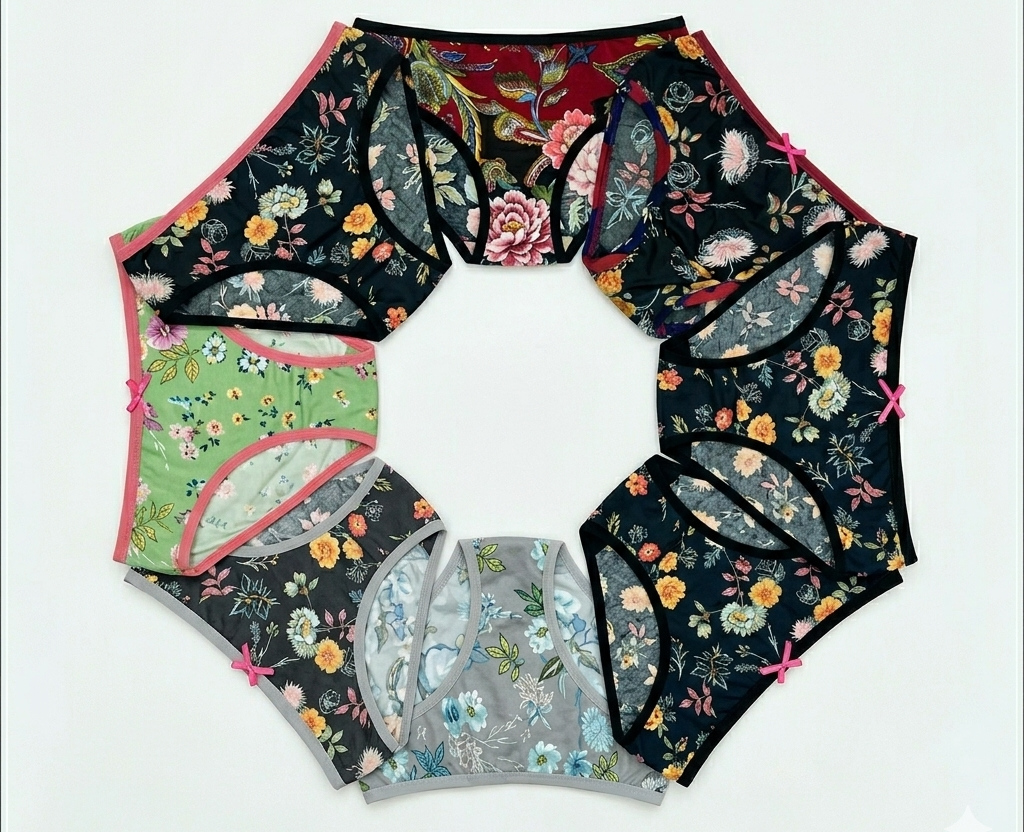 60 طقم بانتي متوسطة الخصر بنعومة فائقة – للبنات- مجموعة من 6 قطع