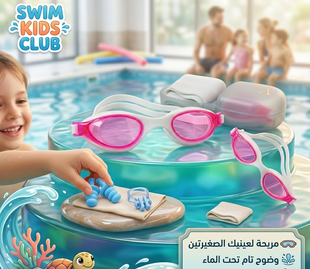 ، نظارات سباحة للاولاد والبنات مع حماية من الاشعة فوق البنفسجية