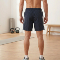 شورت سباحة سادة للرجال فوق الركبة للرجال 2جيب يغلق بسوستة على كل جانب وجيب خلفي