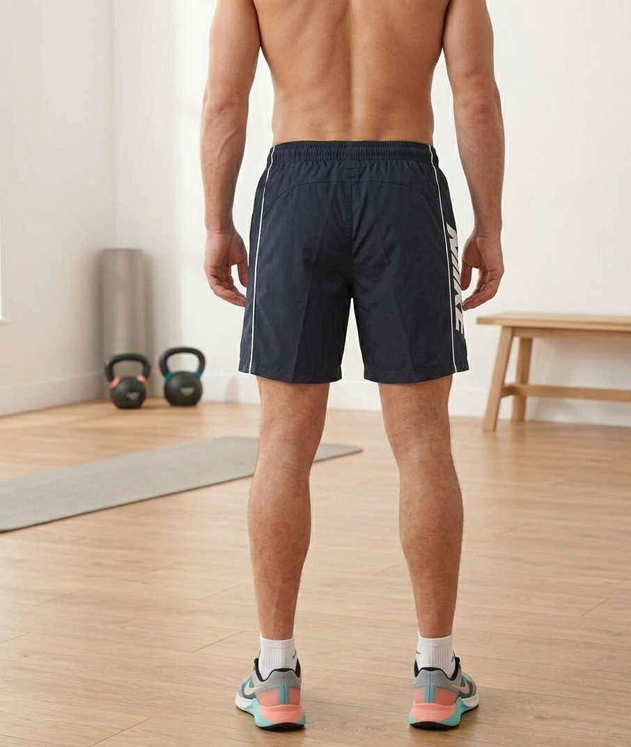 شورت سباحة سادة للرجال فوق الركبة للرجال 2جيب يغلق بسوستة على كل جانب وجيب خلفي