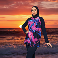 مايوه حريمي 3 قطع ضد المياه تونك وبنطلون وبندانه