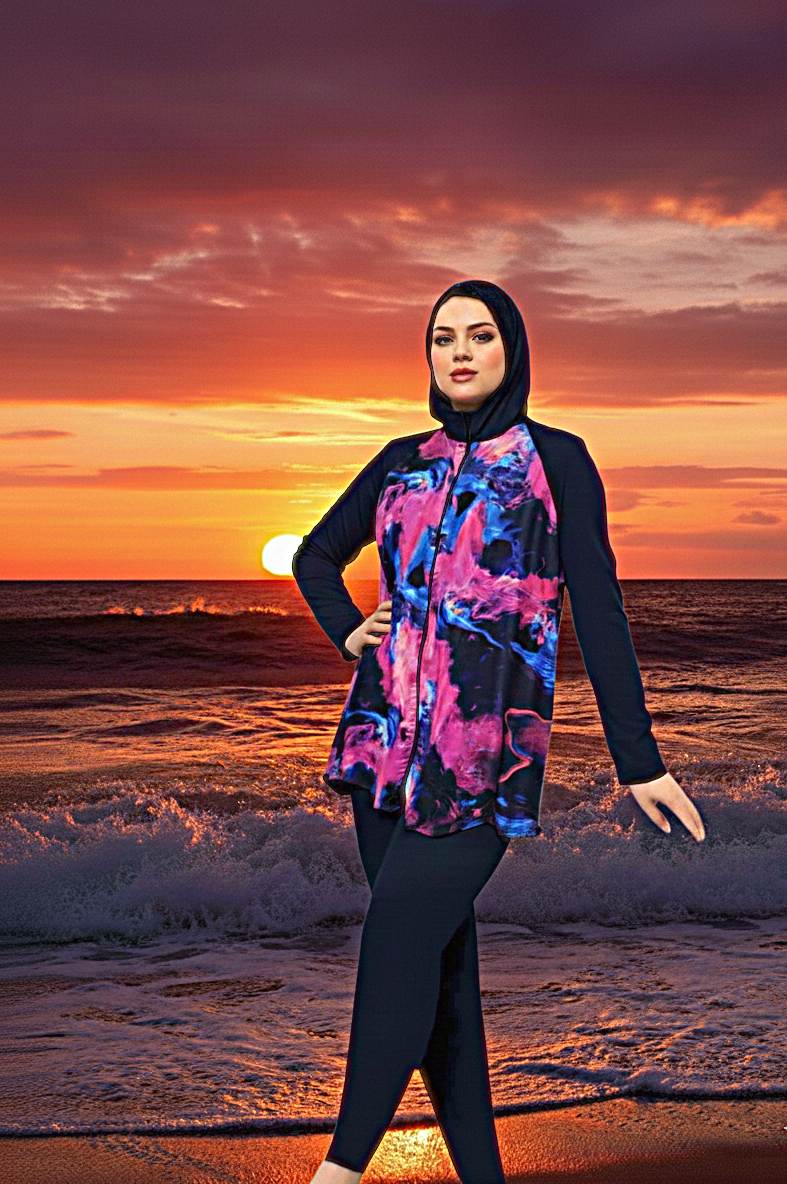 مايوه حريمي 3 قطع ضد المياه تونك وبنطلون وبندانه