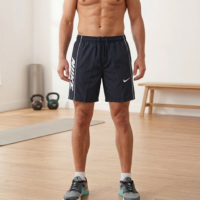 شورت سباحة سادة للرجال فوق الركبة للرجال 2جيب يغلق بسوستة على كل جانب وجيب خلفي