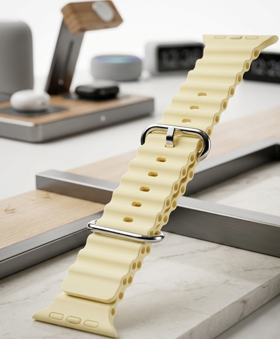 سوار رياضي سيليكون بنمط مموج سلسلة  مقاس 45 ملم 42 ملم 44 ملم 49 ملم