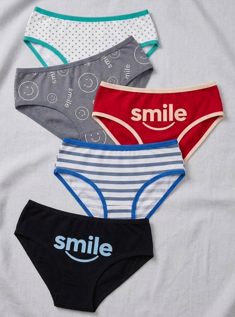 بانتي داخلي قصير من القطن للفتيات ، عبوة من 3 قطع