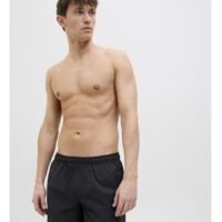 شورت سباحة سادة للرجال فوق الركبة للرجال جيب يغلق بسوستة على كل جانب