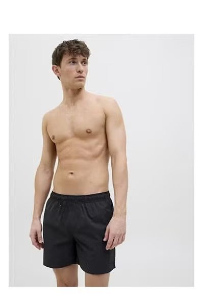 شورت سباحة سادة للرجال فوق الركبة للرجال جيب يغلق بسوستة على كل جانب