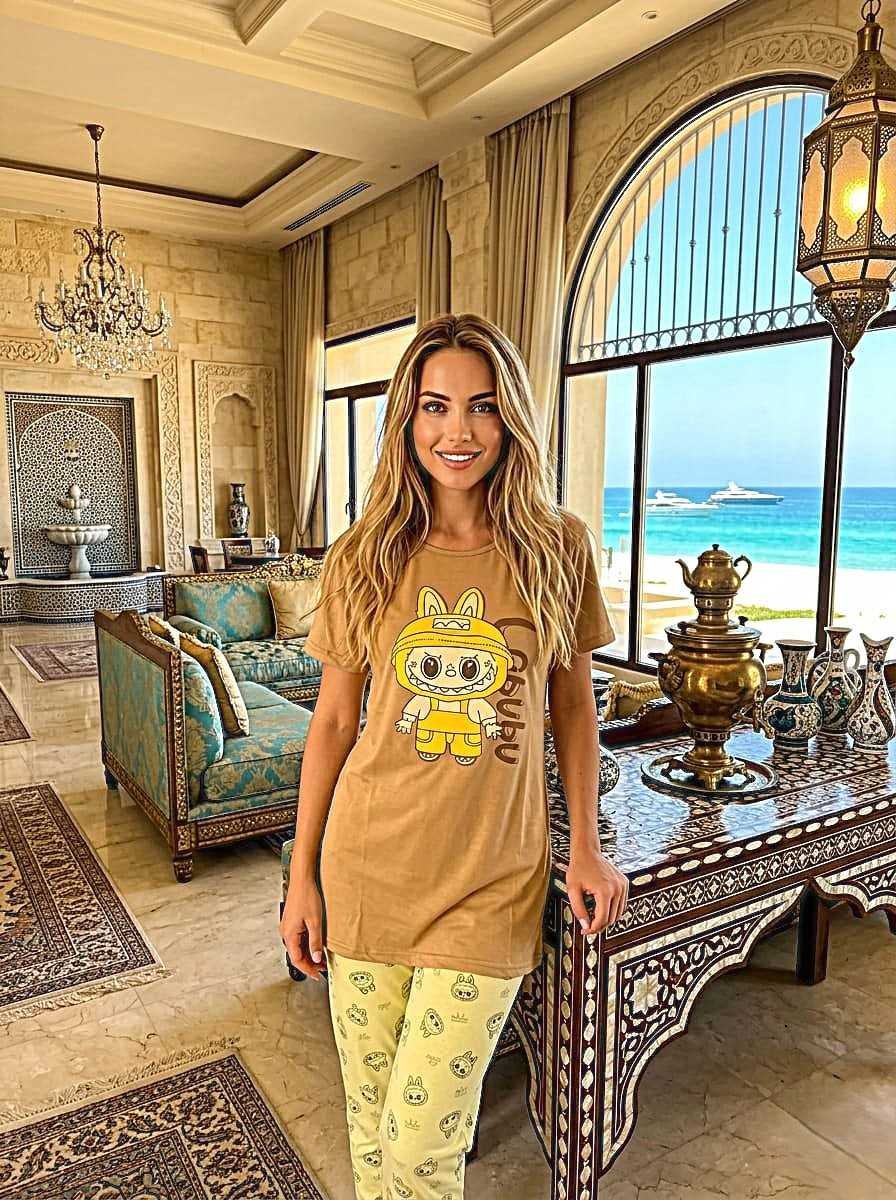 WhatsApp-Image-2026-03-03-at-2.41.20-PM-5.jpeg **بيجاما حريمي قطعتين طبعة لابوبو بوي تيشرت نصف كم وبنطلون طويل حتي 85 كيلو